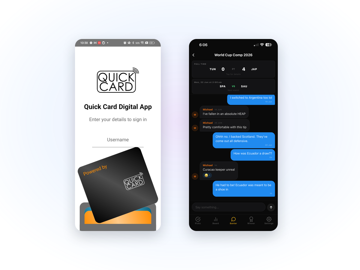 The Quick Card and Echo apps side by side, both built from one codebase